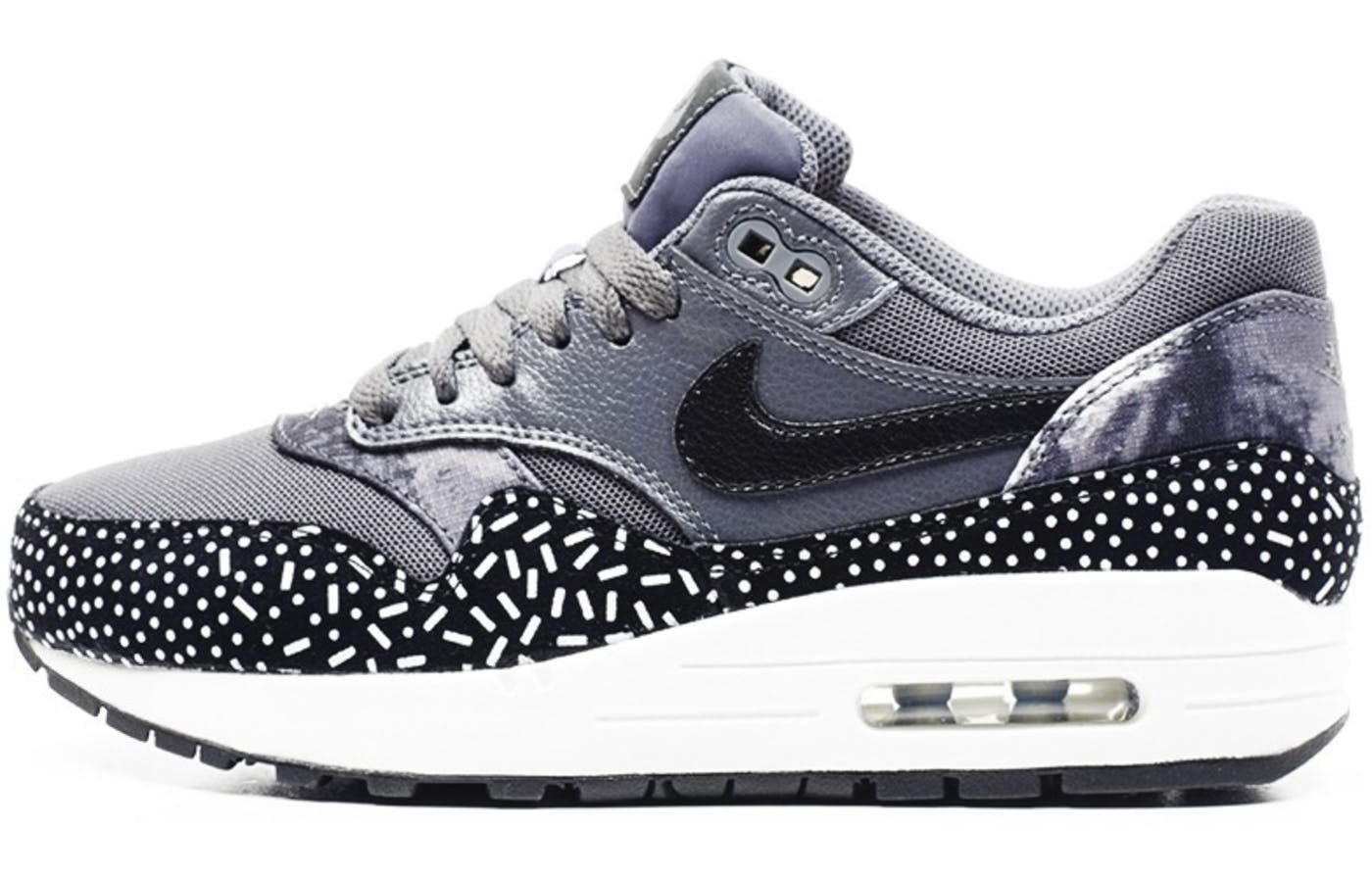 Nike Air Womens WMNS Air Max 1 Print Dark Grey Metallic Silver 528898-001