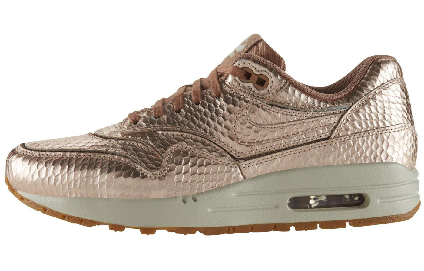 Nike Womens Air Max 1 Cut Out PRM Bronze Snake 644398-900