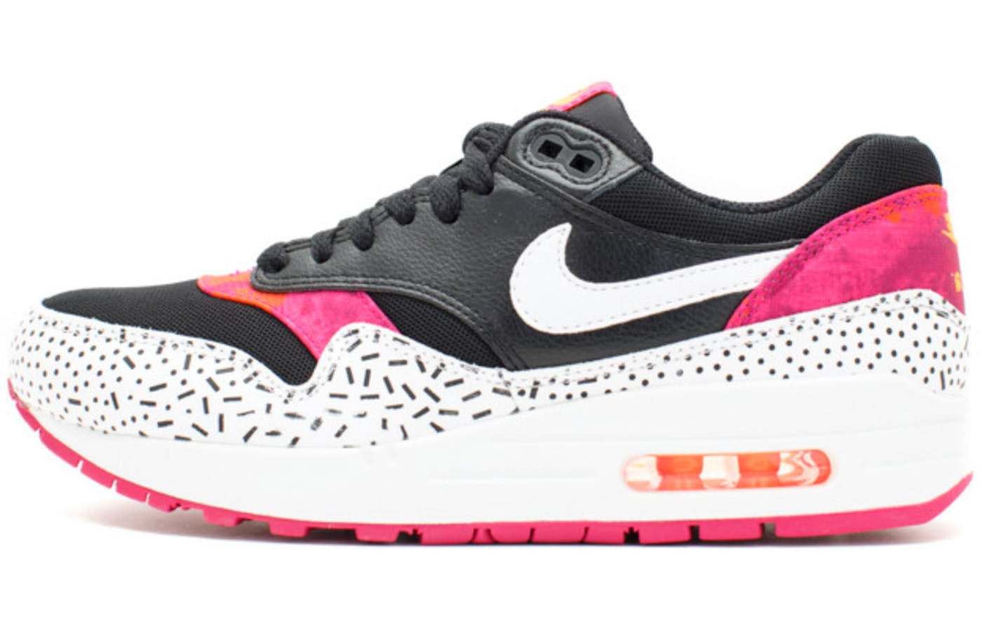 Nike Womens Air Max 1 Print Black Fireberry 528898-002