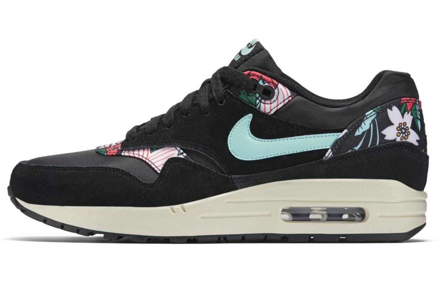 Nike Womens Air Max 1 Print 'Aloha Black' Black/Artisan Teal/Black/Sail 528898-003