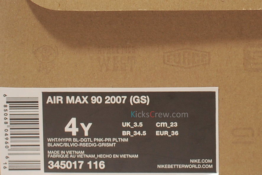 Nike Air Max 90 GS White Hyper Blue Pink 345017-116