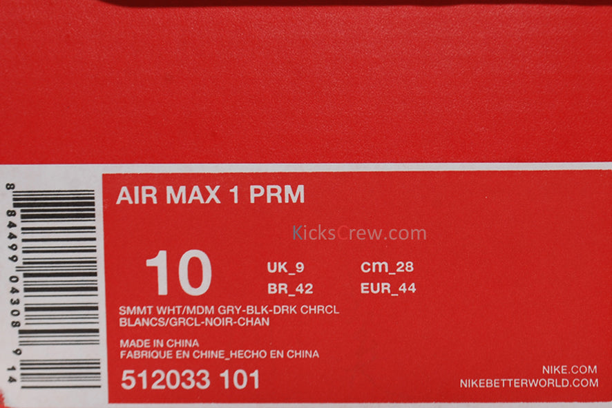 Nike Air Max 1 PRM Summit White Mudium Grey 512033-101
