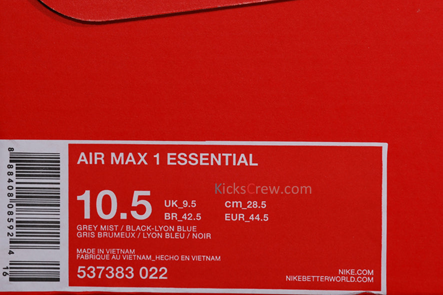 Nike Air Max 1 Essential Grey Mist Lyon Blue 537383-022