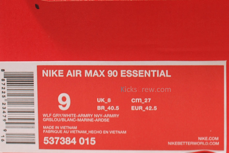 Nike Air Max 90 Essential Wolf Grey Armory Navy 537384-015