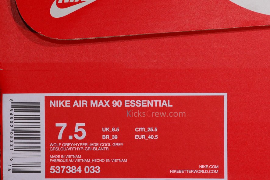 Nike Air Max 90 Essential Wolf Grey Hyper Jade 537384-033