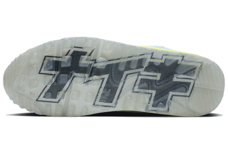 Nike Womens Air Max 90 'Worldwide - Katakana Logo' White/Blue Fury/Black/Volt DA1342-107