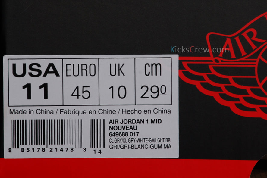 Air Jordan 1 Mid Nouveau Cool Grey 649688-017