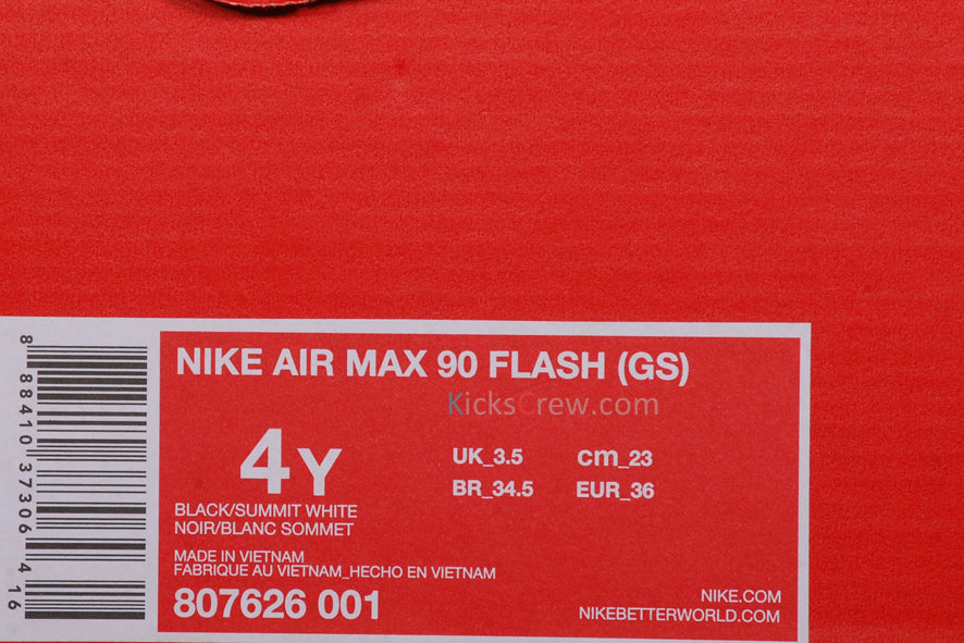 Nike Air Max 90 Flash GS Black White 807626-001