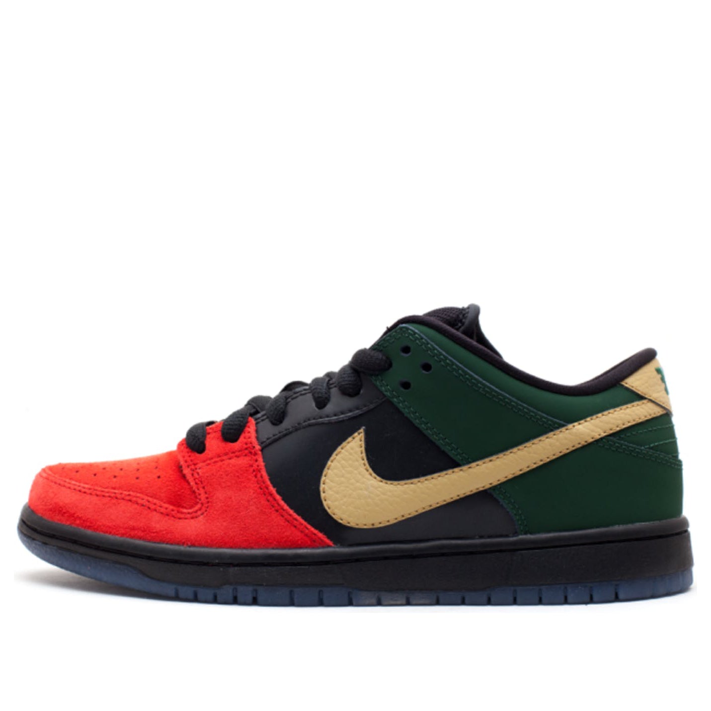 Nike Dunk Low Pro SB Skateboard 'BHM' Unvrsty Red/Mtllc Gld-Grg Grn 304292-673