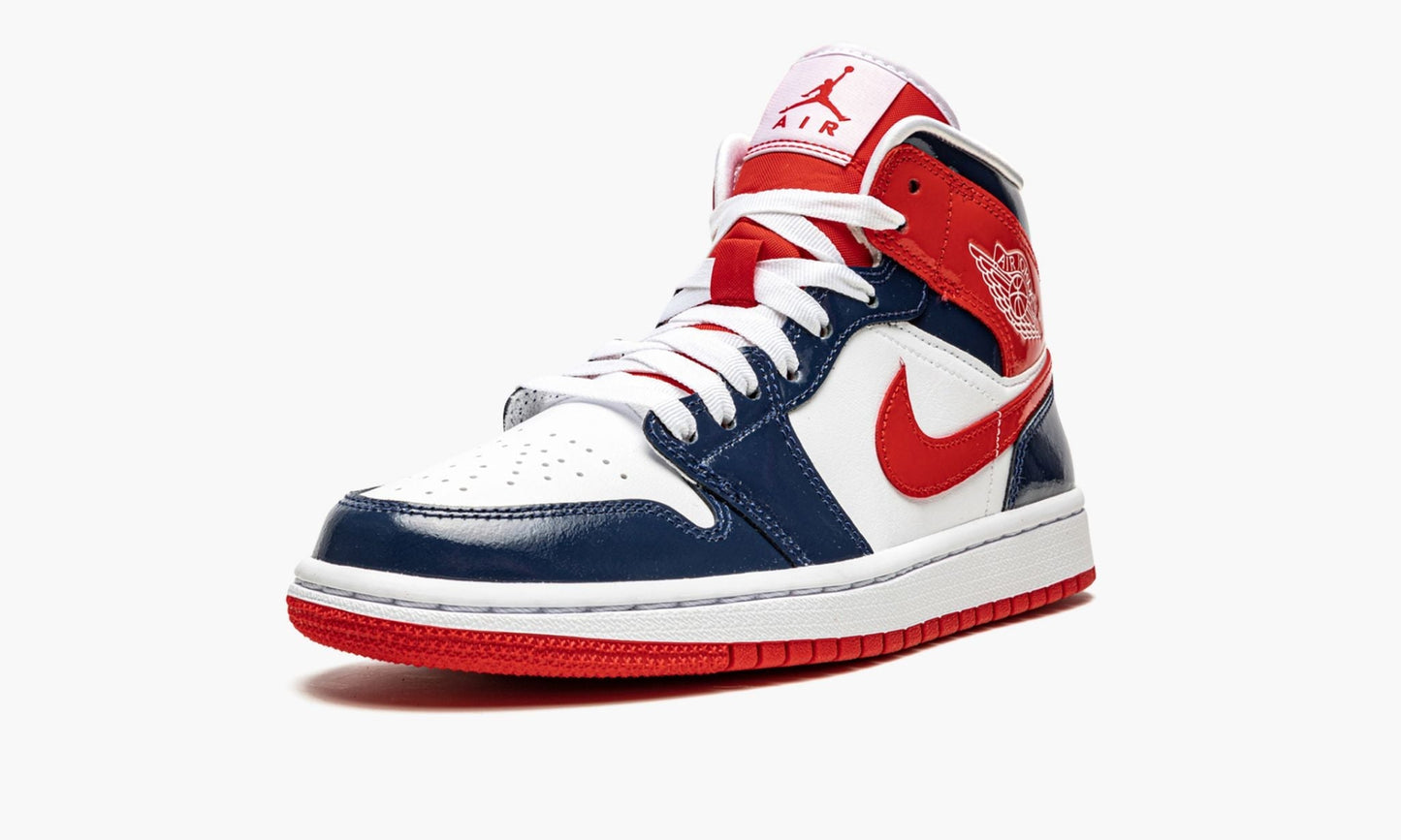 WMNS Air Jordan 1 Mid "Patent Leather Navy / White / Red"