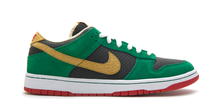 Nike Dunk Low Premium SB Skateboard 'High Life' Black/Metallic Gold-Pine Green 313170-008 sneakmarks