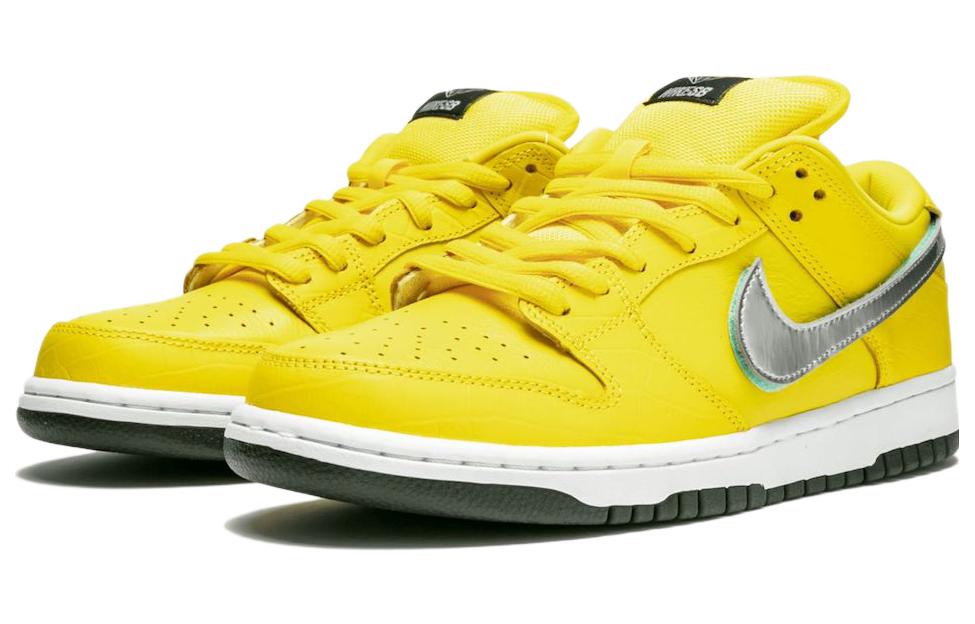 Nike Diamond Supply Co. x Dunk Low Pro SB Skateboard Canary Diamond Tour Yellow/Chrome-Tour Yellow BV1310-700 sneakmarks