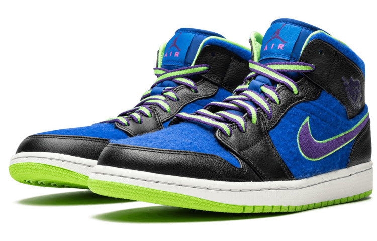 Air Jordan 1 Mid Black Game Royal Lime 633206-040