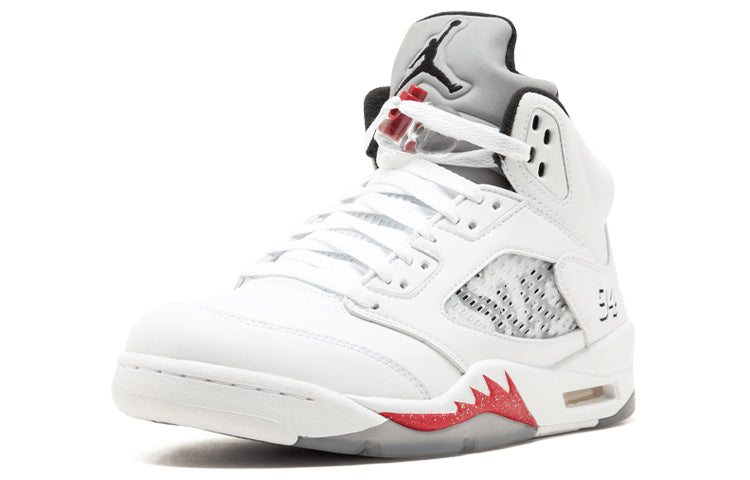 Nike Supreme x Air Jordan 5 Retro 'White' White/Fire Red-Black 824371-101