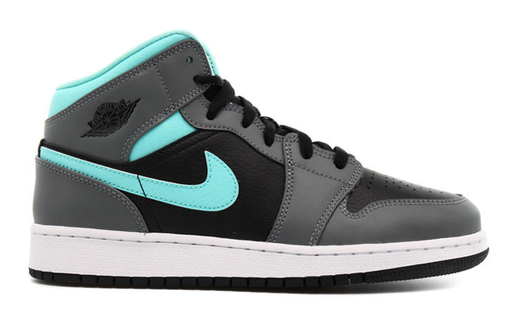 Air Jordan 1 Mid GS 'Grey Aqua' Black/Light Aqua/Dark Smoke Grey 554725-063