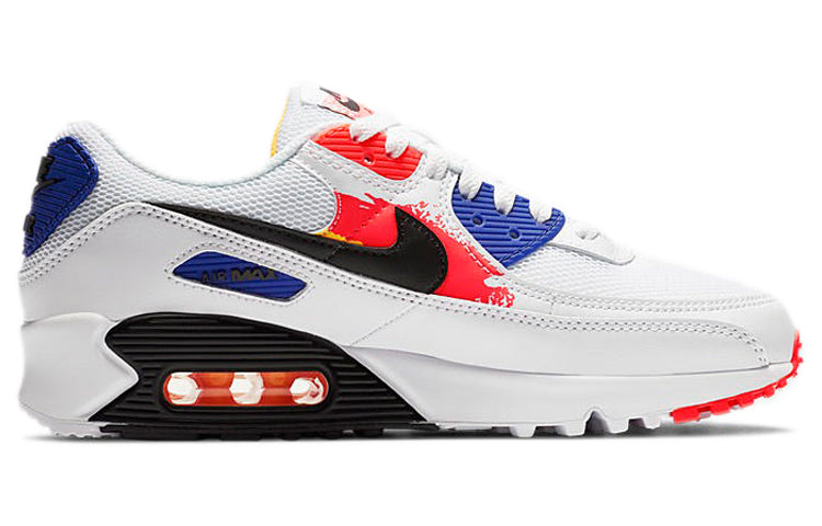 Womens Air Max 90 'Brushstroke' White/Laser Orange/Concord/Black CZ7937-100 KICKSOVER