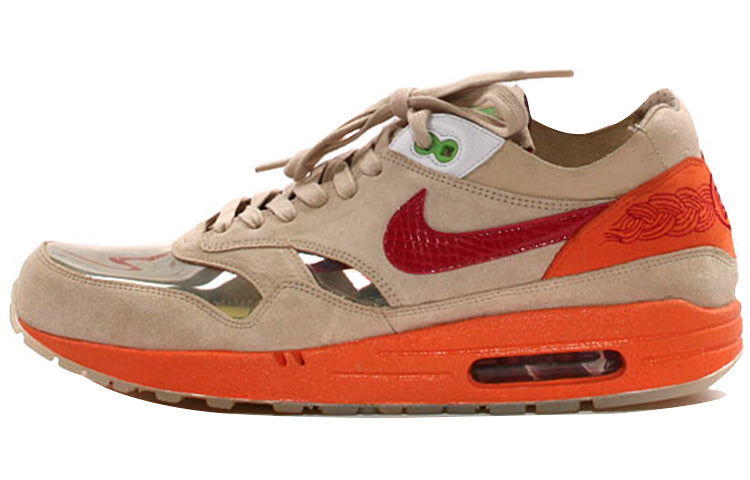 Nike CLOT x Air Max 1 Premium 'Kiss of Death' Net/Deep Red/Orange Blaze 313227-161 KICKSOVER