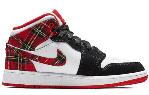 Air Jordan 1 Mid GS White Black Red 554725-607