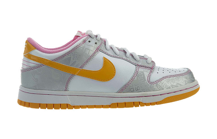 Nike Dunk Low GS White/Del Sol-Metallic Silver 309601-173 sneakmarks