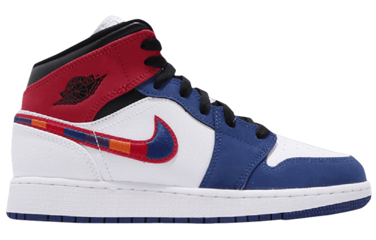 Air Jordan 1 Mid SE PS 'Multicolored Swoosh' White/University Red/Rush Blue BQ6932-146