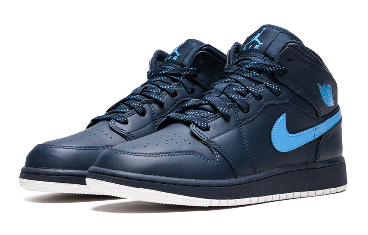 Air Jordan 1 Mid BG OBSIDIAN/UNIVERSITY BLUE-White 554725-415