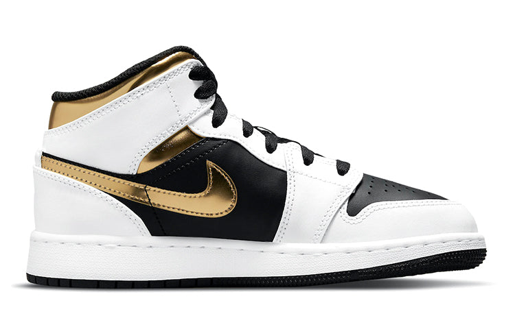 Air Jordan 1 Mid (GS) White Gold Black (GS) 554725-190