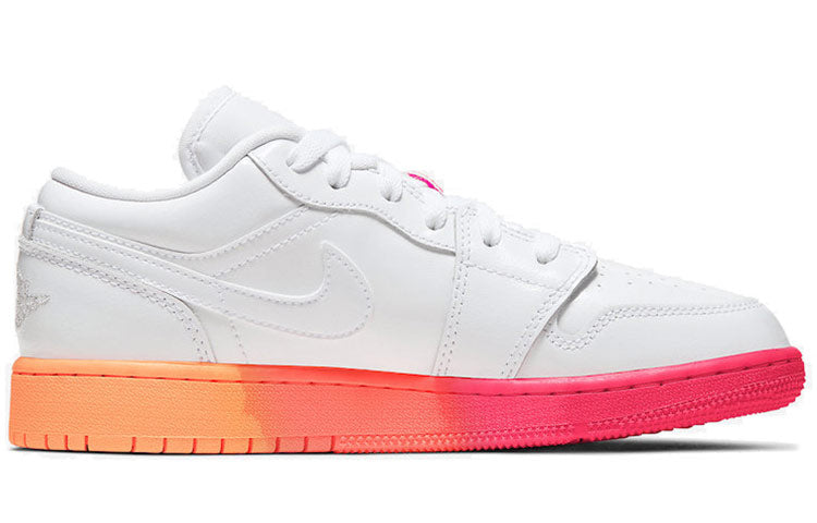 Air Jordan 1 Low'Sunset Sole' GS White/White/Laser Crimson 554723-100