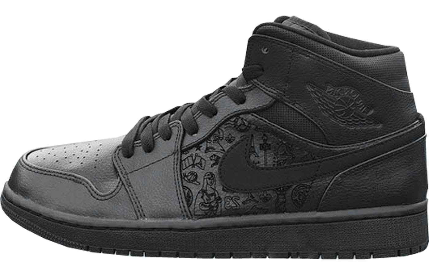 Air Jordan 1 Mid 'Black' Black/Black/Black 554724-030