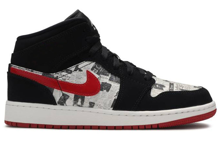 Air Jordan 1 Mid SE GS Newspaper Air Times BQ6931-061