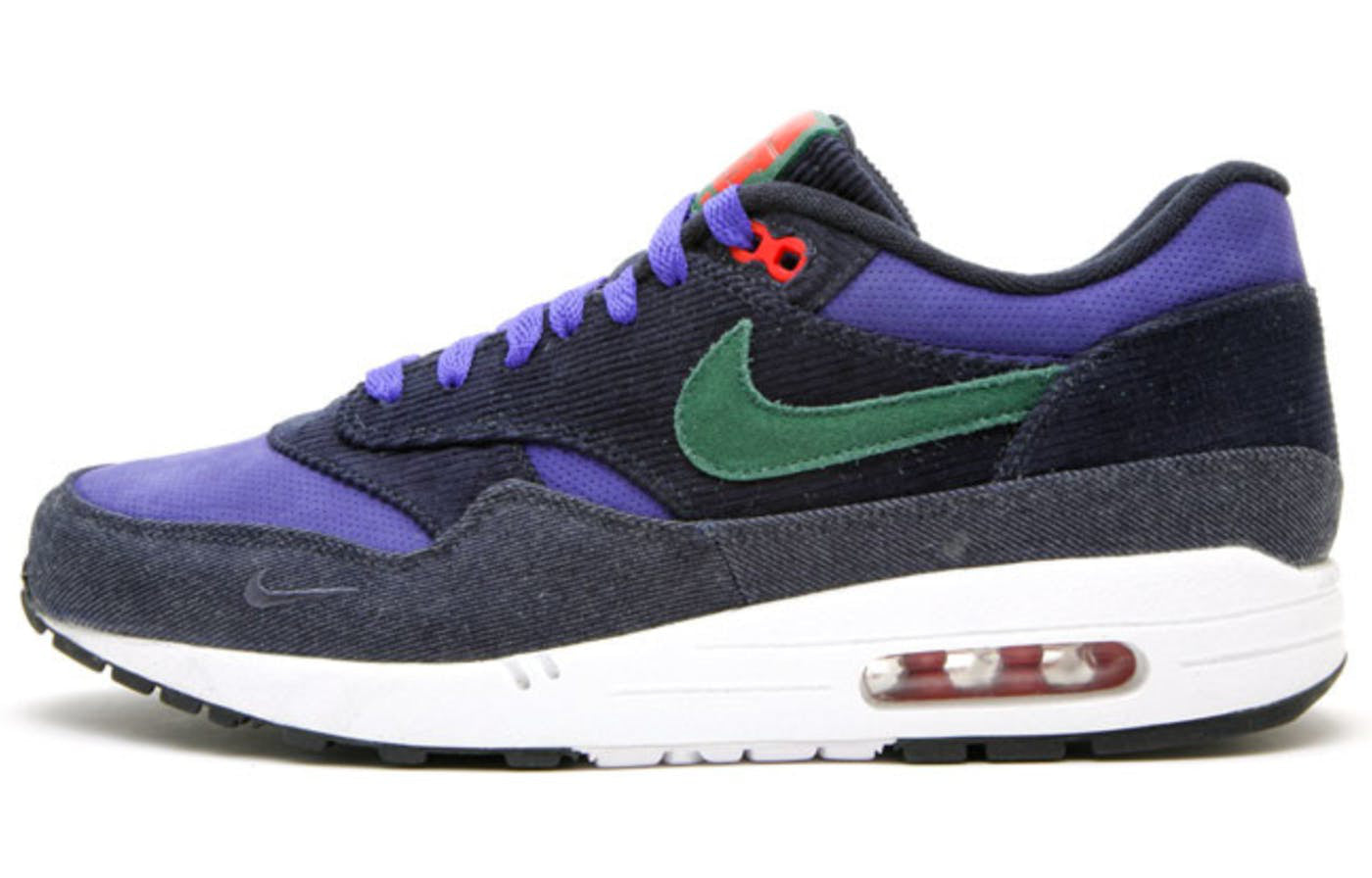 Nike Patta x Air Max 1 Premium QS 'Denim Corduroy' Dark Obsidian/Team Green/Concord/Sport Red 366379-400