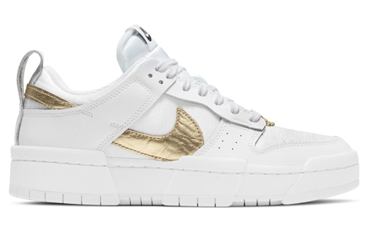 Nike Womens WMNS Dunk Low Disrupt 'White Metallic Gold' White/White/Metallic Gold DD9676-100 sneakmarks