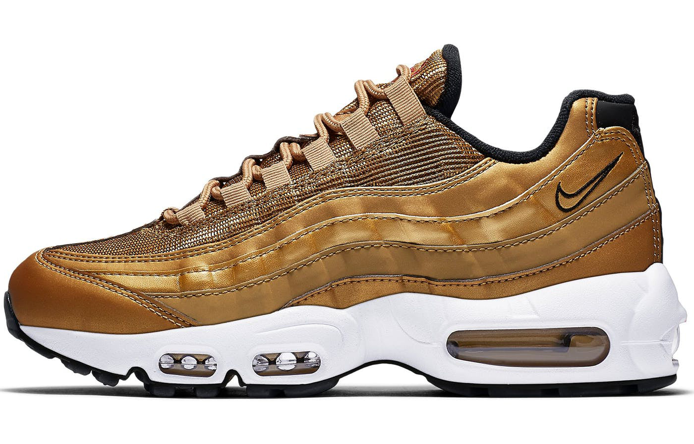 Nike Womens Air Max 95 QS 'Metallic Gold' Metallic Gold/Varsity Red-White-Black 814914-700