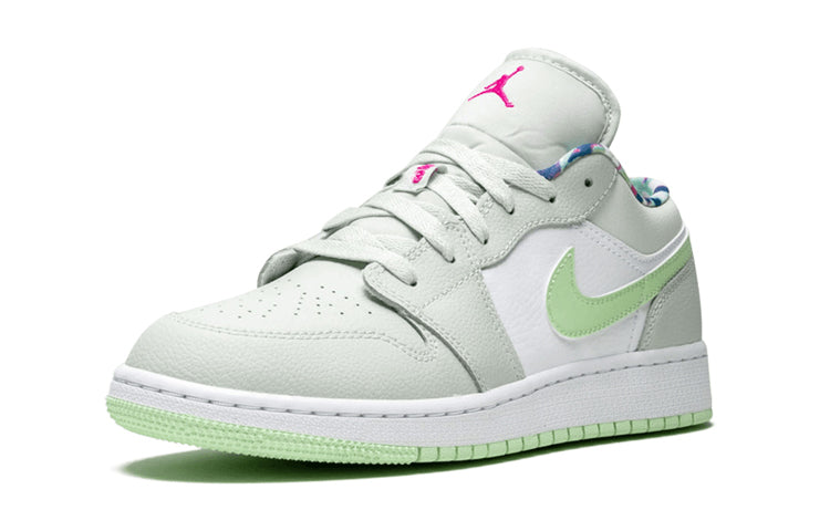 Air Jordan 1 Low'Barely Grey Spruce' GS Barely Grey/White/Laser Fuchsia/Frosted Spruce 554723-051