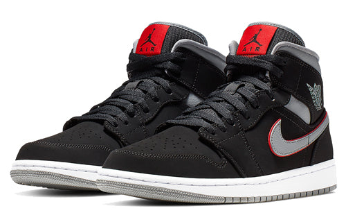 Air Jordan 1 Mid Black Grey Gym Red 554724-060