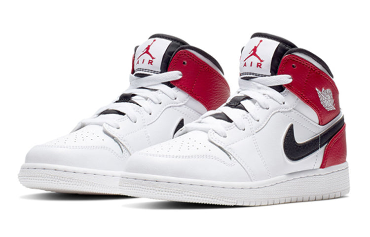 Air Jordan 1 Mid GS White Black Gym Red 554725-116