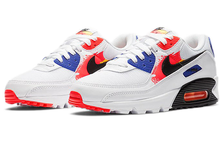 Womens Air Max 90 'Brushstroke' White/Laser Orange/Concord/Black CZ7937-100 KICKSOVER