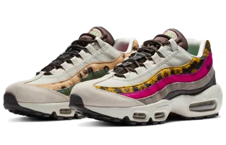 Nike Womens Air Max 95 Premium 'Animal Floral Prints' Light Bone/White/Velvet Brown/Olive Grey/Pink Blast/Poison Green CZ8102-001