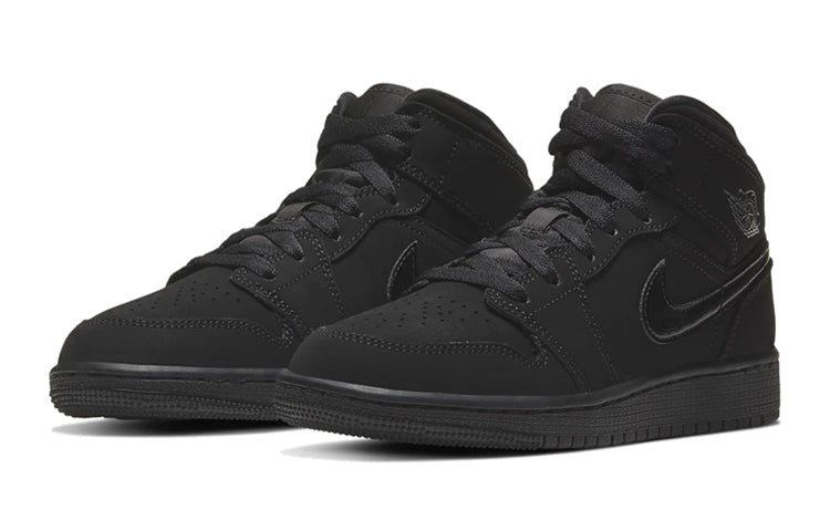 Air Jordan 1 Mid GS 'Triple Black' Black/Black/Black 554725-056