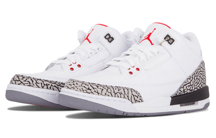 Air Jordan 3 GS Retro '88' White/Fire Red-Cement Grey-Black 398614-160