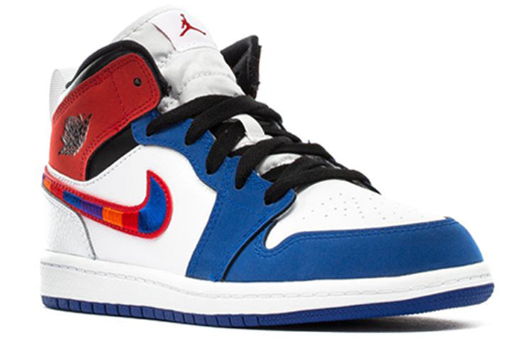 Air Jordan 1 Mid SE PS 'Multicolored Swoosh' White/University Red/Rush Blue BQ6932-146