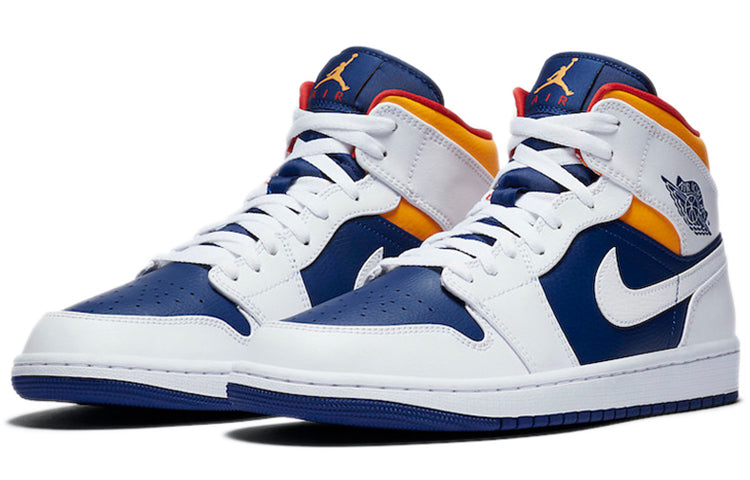 Air Jordan 1 Mid 'White Deep Royal Blue' White/Deep Royal Blue/Track Red/Laser Orange 554724-131