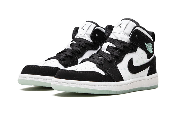 Air Jordan 1 Mid SE PS 'Glow in the Dark Panda' White/Black/Teal Tint BQ6932-103