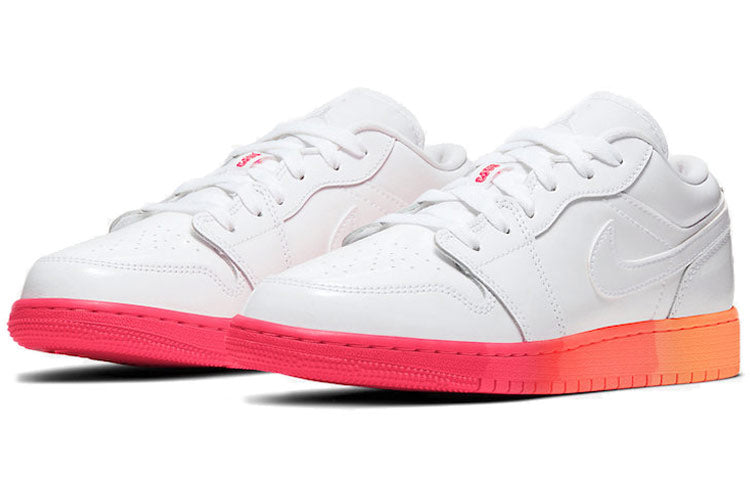 Air Jordan 1 Low'Sunset Sole' GS White/White/Laser Crimson 554723-100