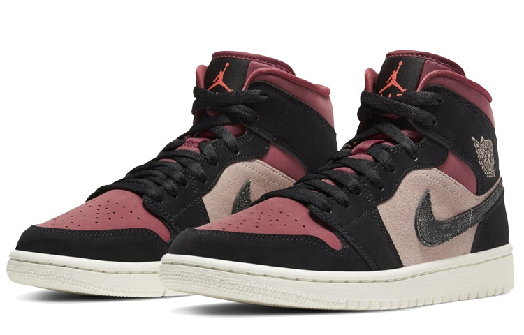 Womens WMNS Air Jordan 1 Mid Burgundy Dusty Pink BQ6472-202