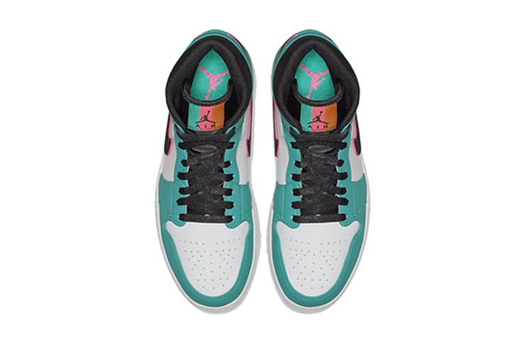 Air Jordan 1 Mid SE'South Beach' GS Turbo Green/Black-Hyper Pink-Orange Peel BQ6931-306