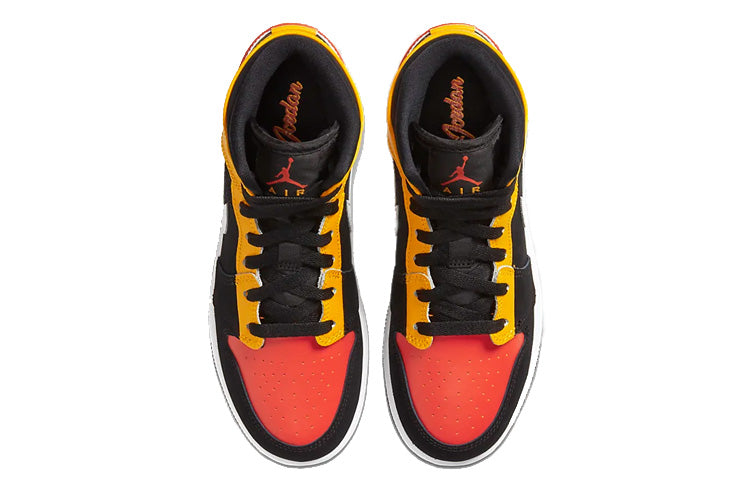 Air Jordan 1 Mid SE'Amarillo Team Orange' GS Black/Amarillo/White/Team Orange BQ6931-087