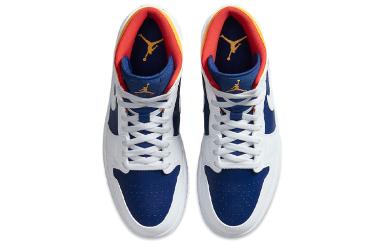 Air Jordan 1 Mid 'White Deep Royal Blue' White/Deep Royal Blue/Track Red/Laser Orange 554724-131