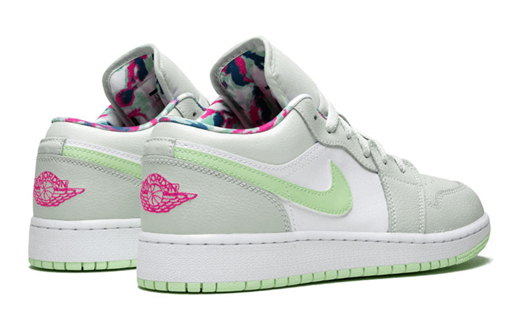 Air Jordan 1 Low'Barely Grey Spruce' GS Barely Grey/White/Laser Fuchsia/Frosted Spruce 554723-051