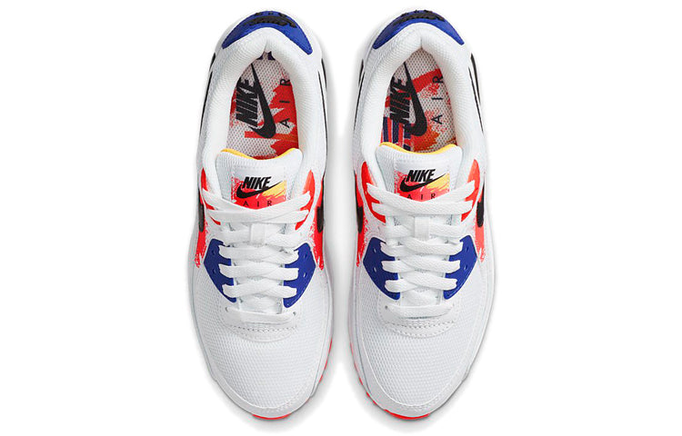 Womens Air Max 90 'Brushstroke' White/Laser Orange/Concord/Black CZ7937-100 KICKSOVER