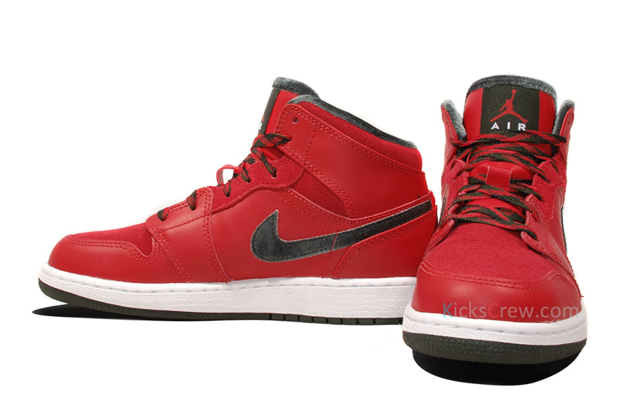 Air Jordan 1 Mid PREM BG Varsity Red Dark Army 619049-631